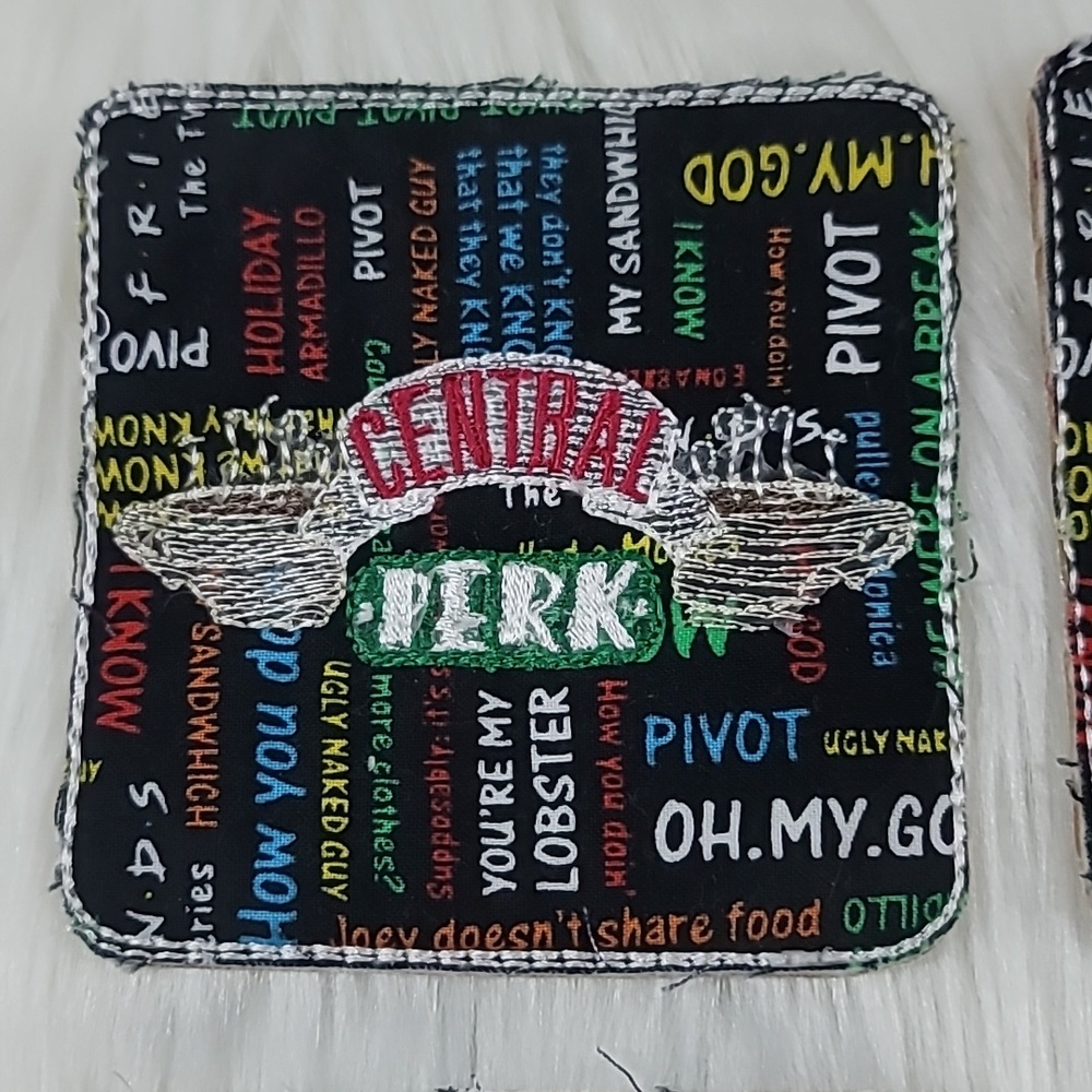 Set Of 4 Embroidered Cork Friends TV Show Coasters - Picture 2 of 6